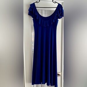 Maggy London Elegant Blue Ruffle Dress